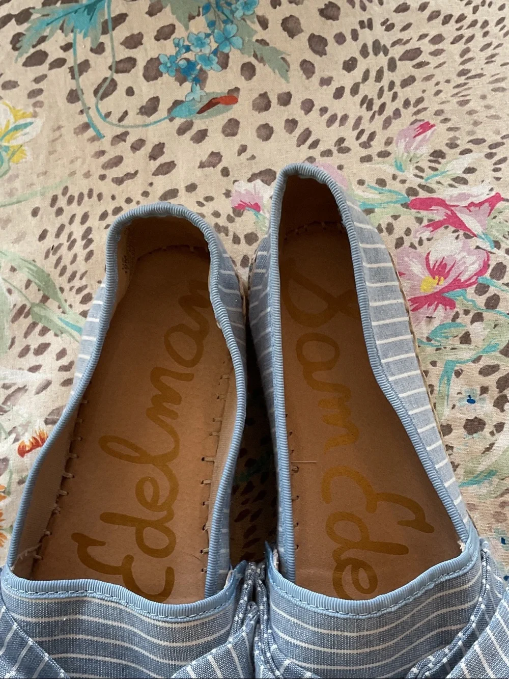 Sam Edelman Ciara Blue White Striped Bow Espadrilles